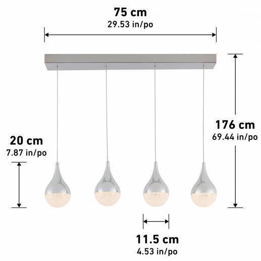 Glitzer 4-light Integrated LED Pendant | Artika