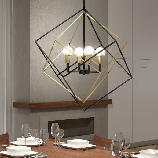 Peyton LED mid-century pendant light, black and gold | Artika