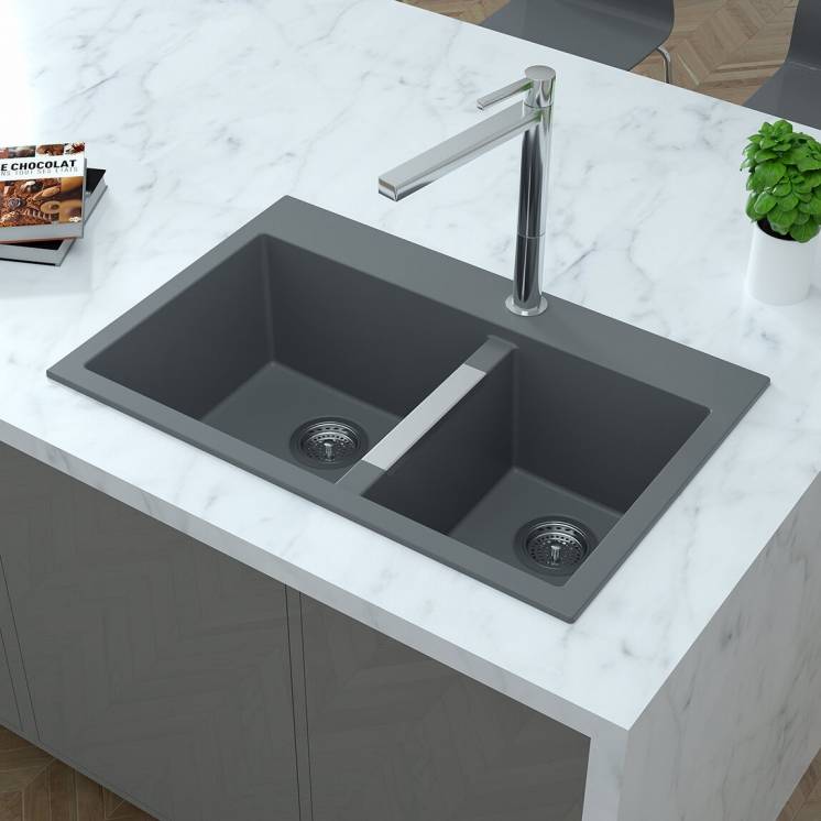 Double Bowl Granite Sink Grey