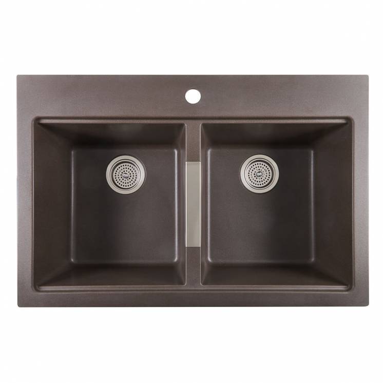 Twin Bowl Granite Sink Brown