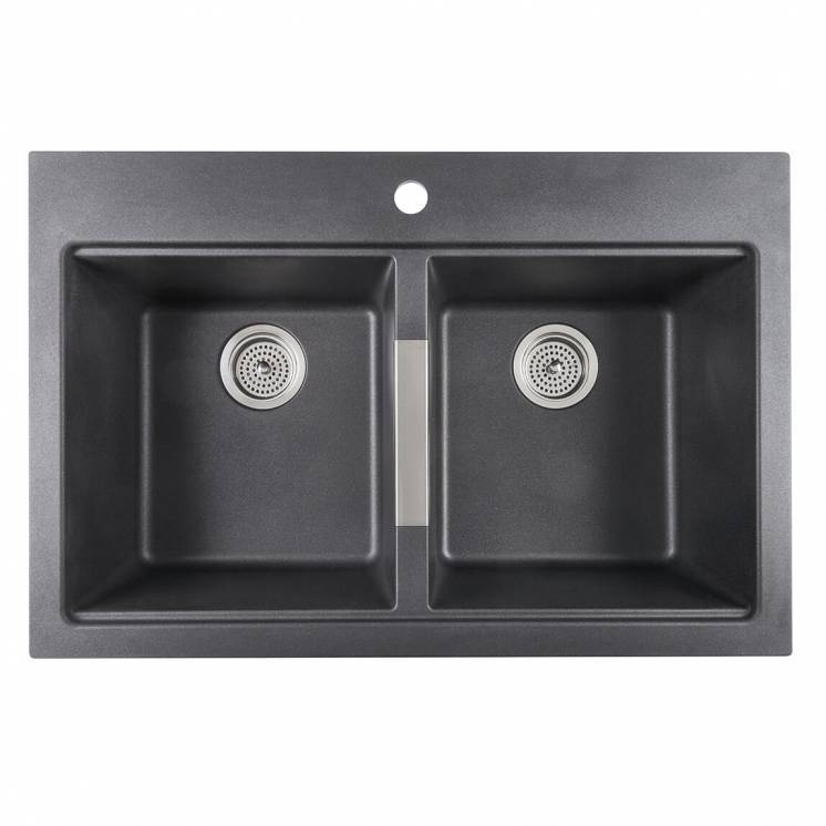 Double Bowl Granite Sink Black