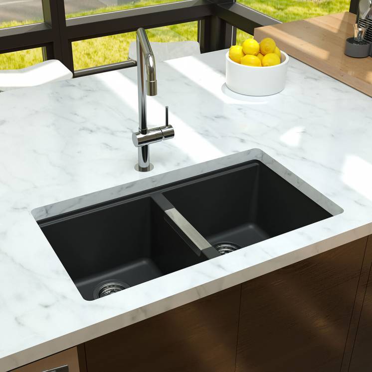 Double Bowl Granite Sink Black Artika