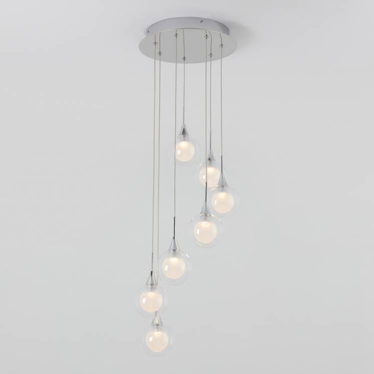 FROSTED GLOBE 7-LIGHT INTEGRATED LED PENDANT