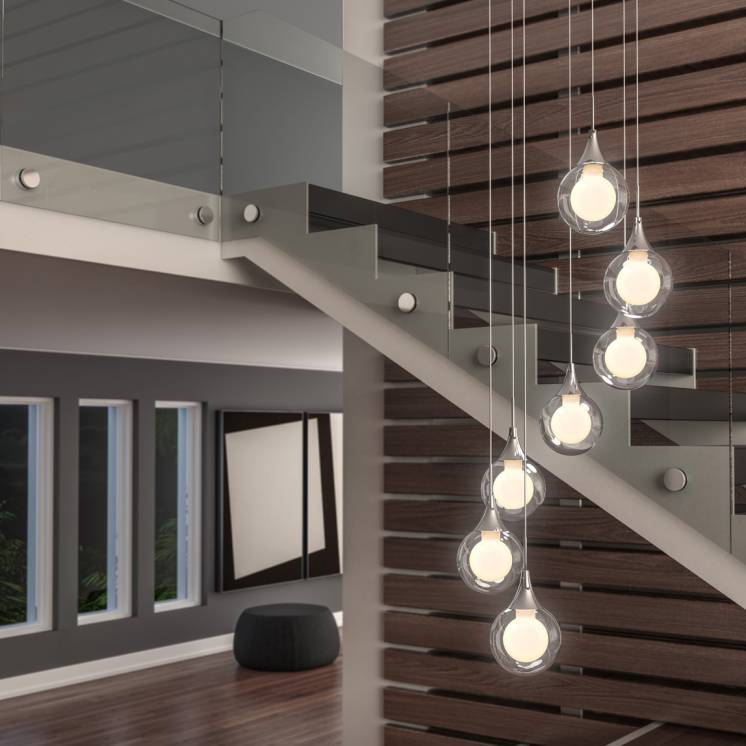 Frosted Globe 7-light Integrated LED Pendant