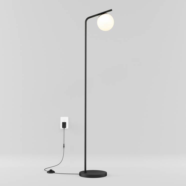 Clayton dimmable LED modern mid-century floor lamp black