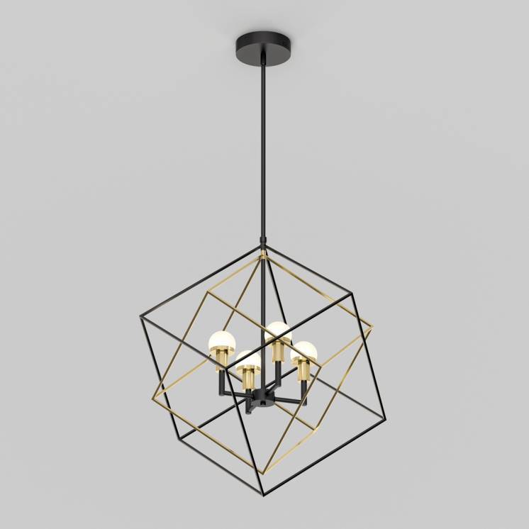 Peyton LED modern mid-century pendant light, black and gold