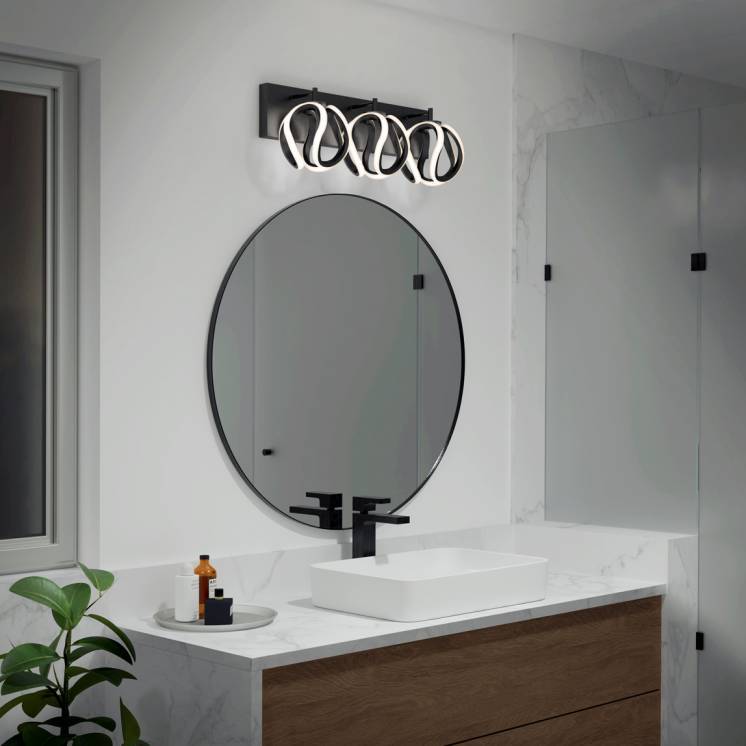 Vivaldi applique meuble lavabo contemporain à DEL 3 CCT noir