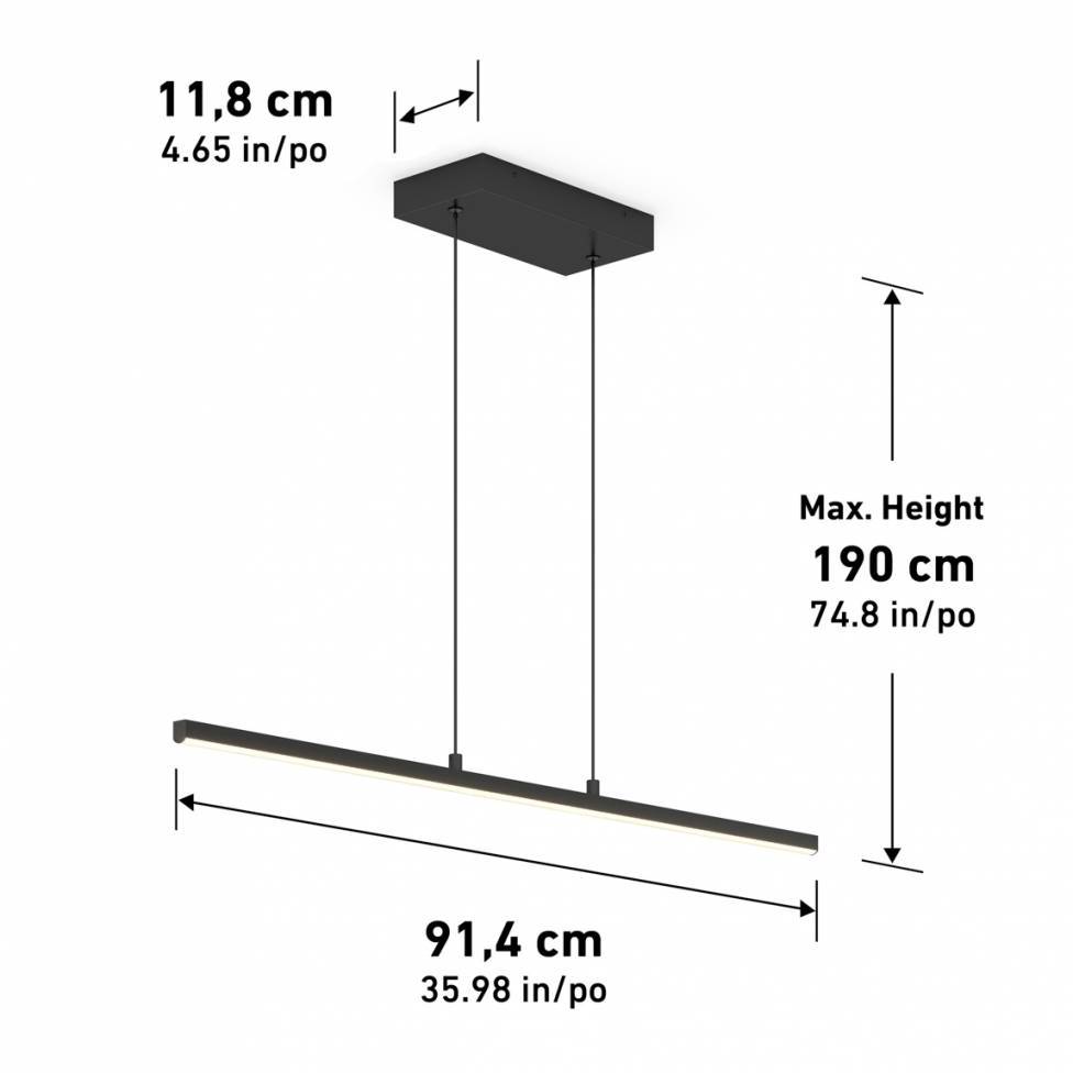 Delta LED Linear Pendant 36IN Matte Black | Artika | Artika