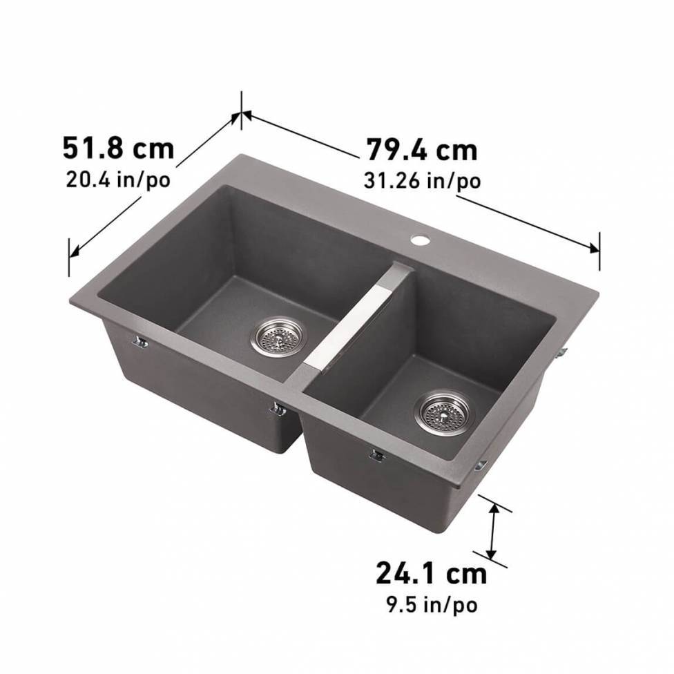 Artika Double Bowl Granite Sink Grey