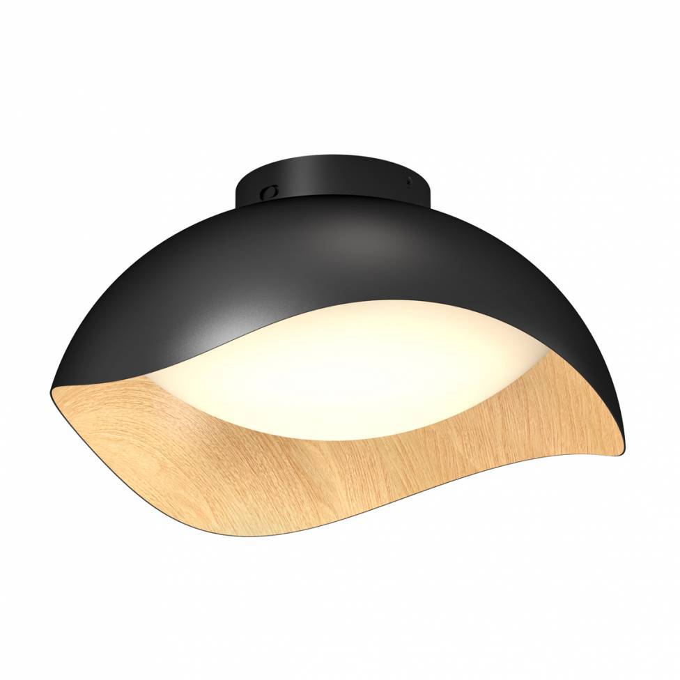 Adara 15 in. LED flush mount light 5 CCT black and wood