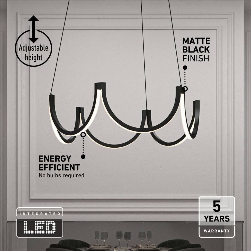 Adelia Integrated LED Pendant Light 5CCT black