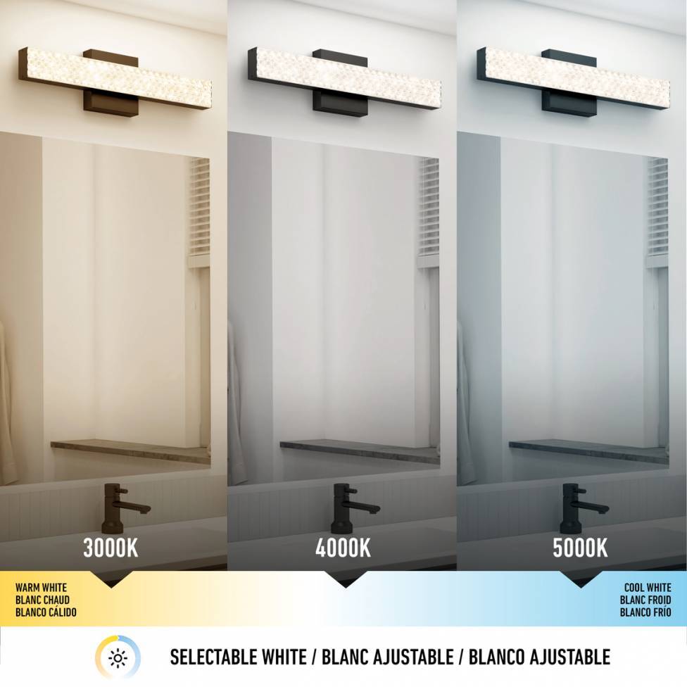 Adeline applique meuble lavabo moderne à DEL 3 CCT noir