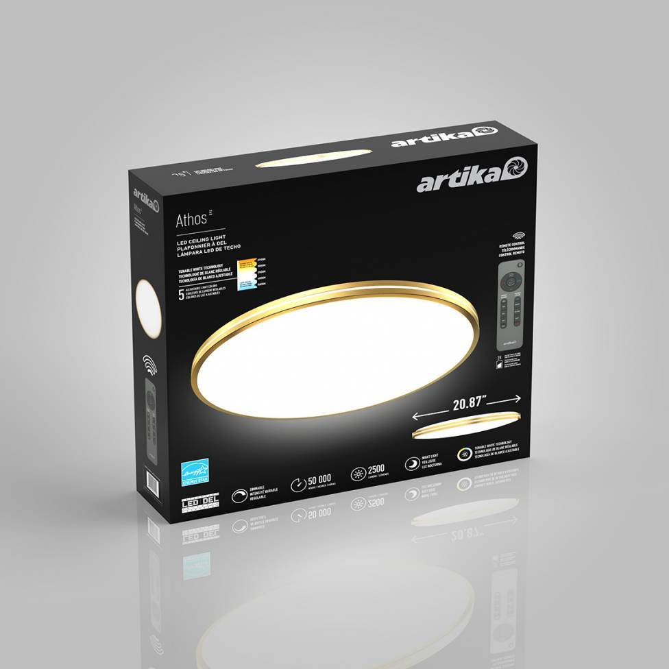 Athos Integrated LED Flush Mount Light Gold - With Remote