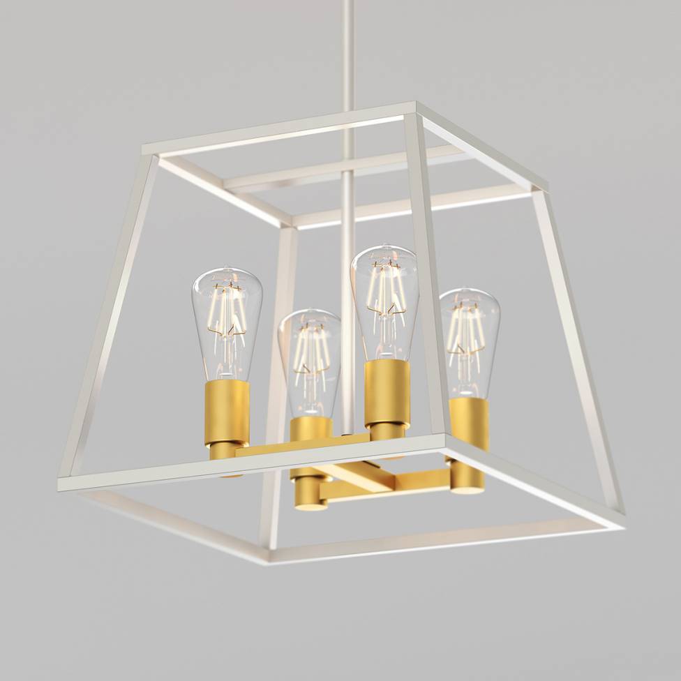 Carter Square 4-light Chandelier White and Gold