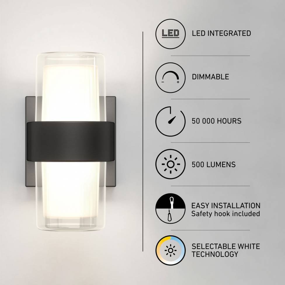 Colton modern LED indoor/outdoor wall light 5CCT black