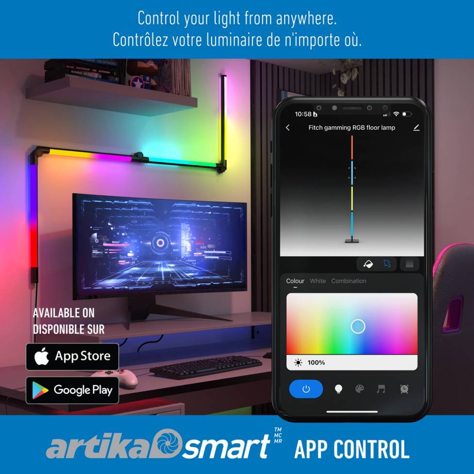 Fitch smart foldable RGB LED gaming floor lamp