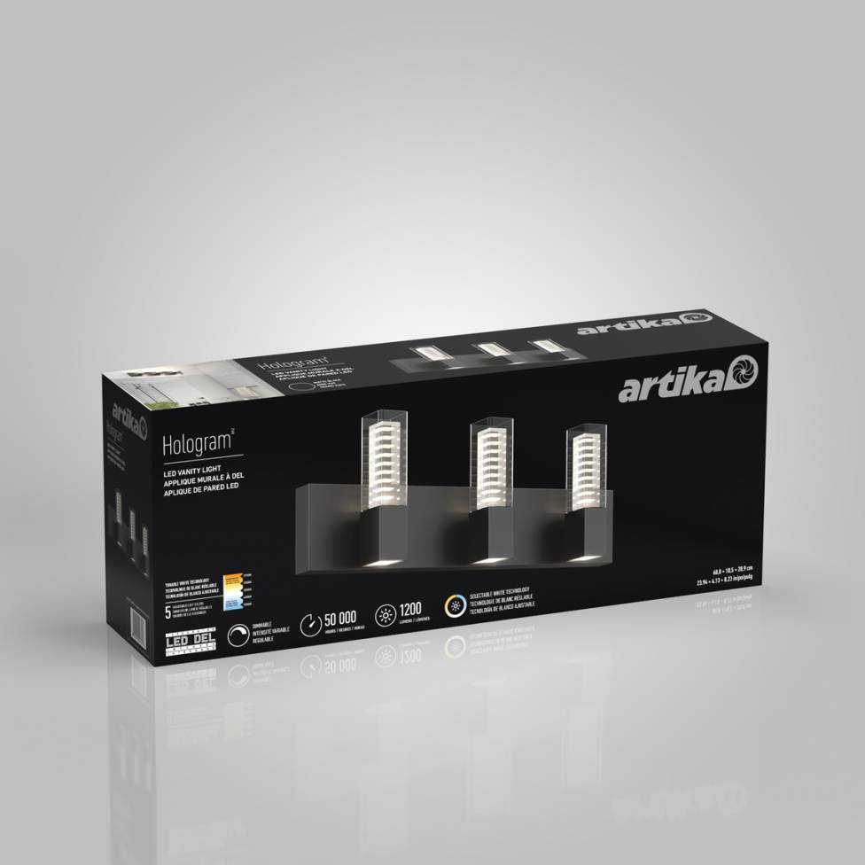 Hologram LED modern bathroom vanity light 5 CCT black