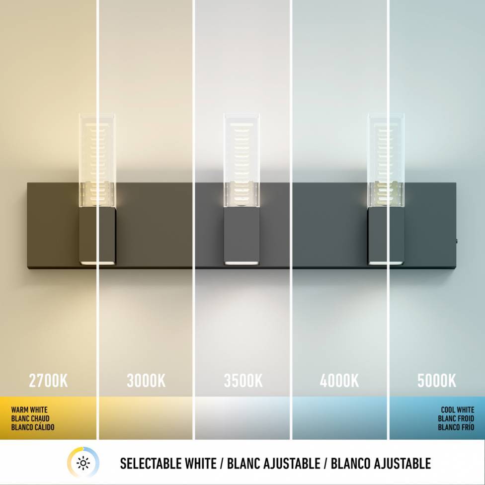 Hologram LED modern bathroom vanity light 5 CCT black