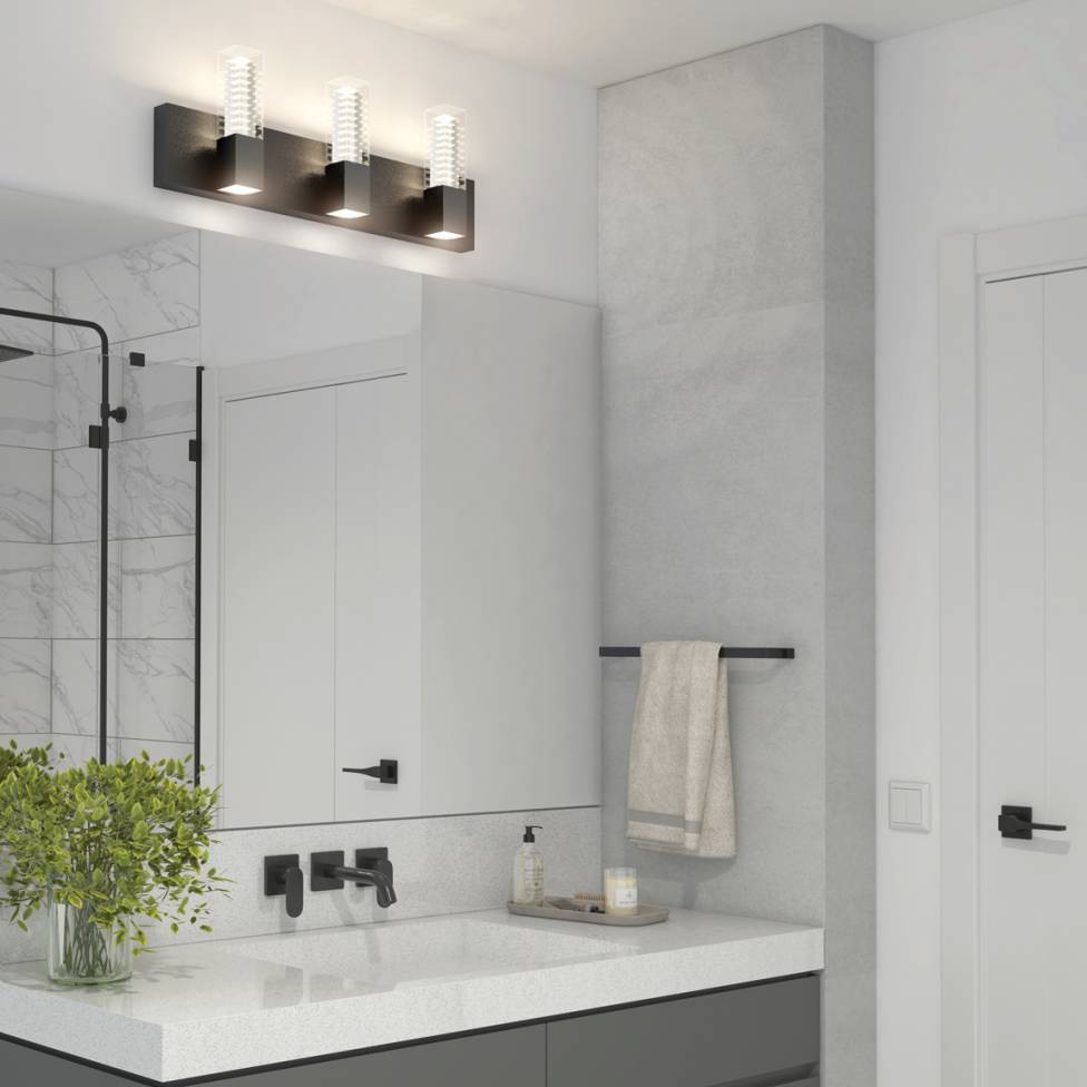 Hologram LED modern bathroom vanity light 5 CCT black