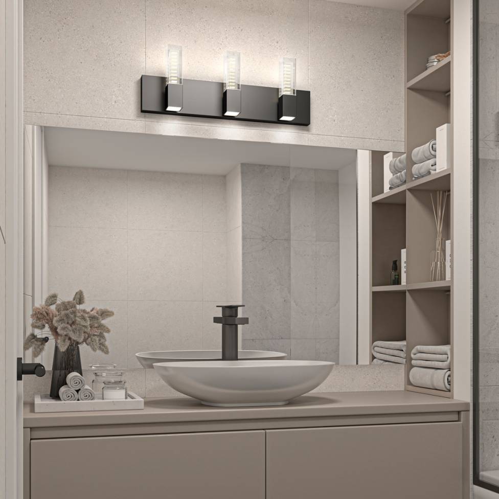 Hologram LED modern bathroom vanity light 5 CCT black