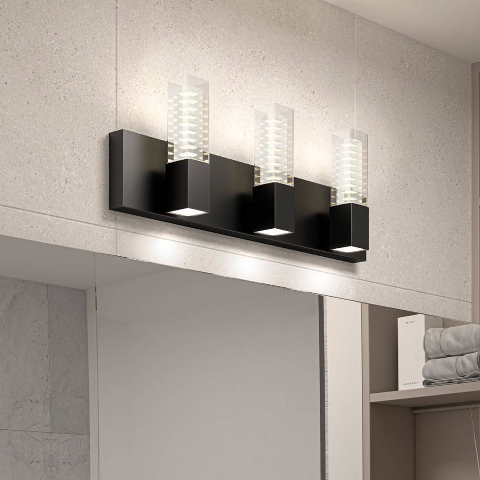 Hologram LED modern bathroom vanity light 5 CCT black