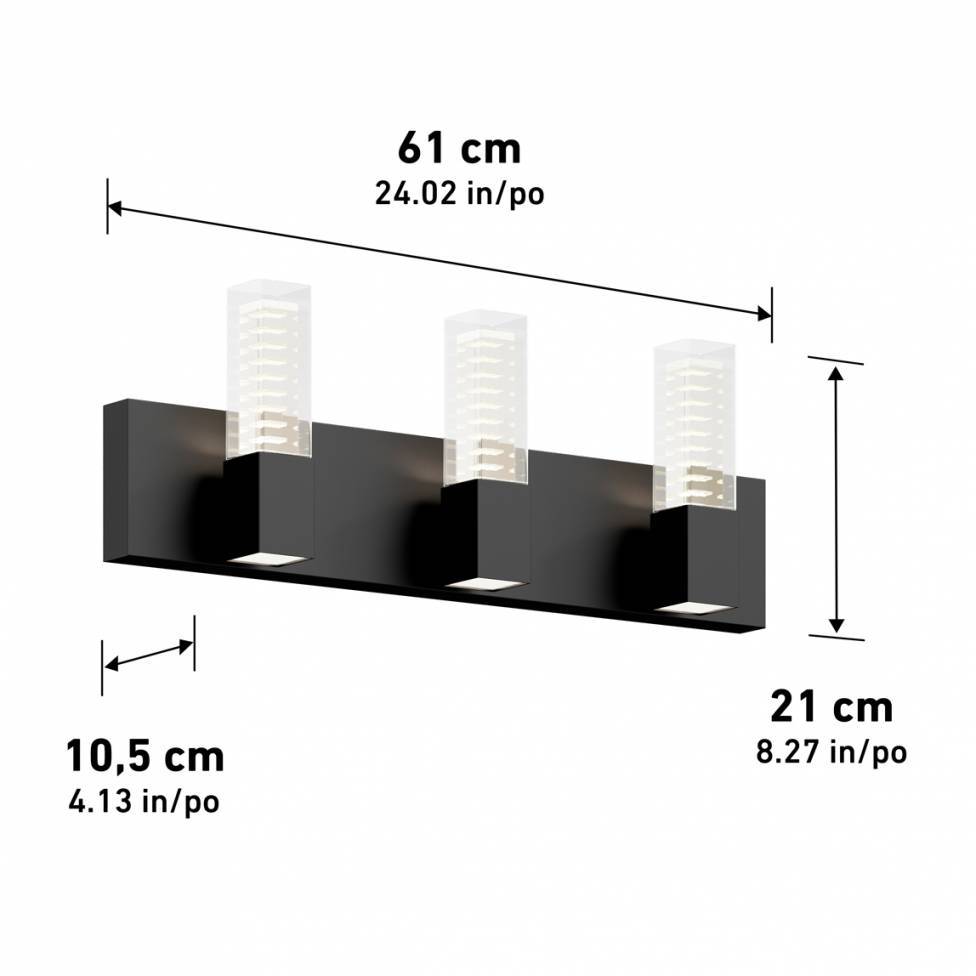 Hologram LED modern bathroom vanity light 5 CCT black
