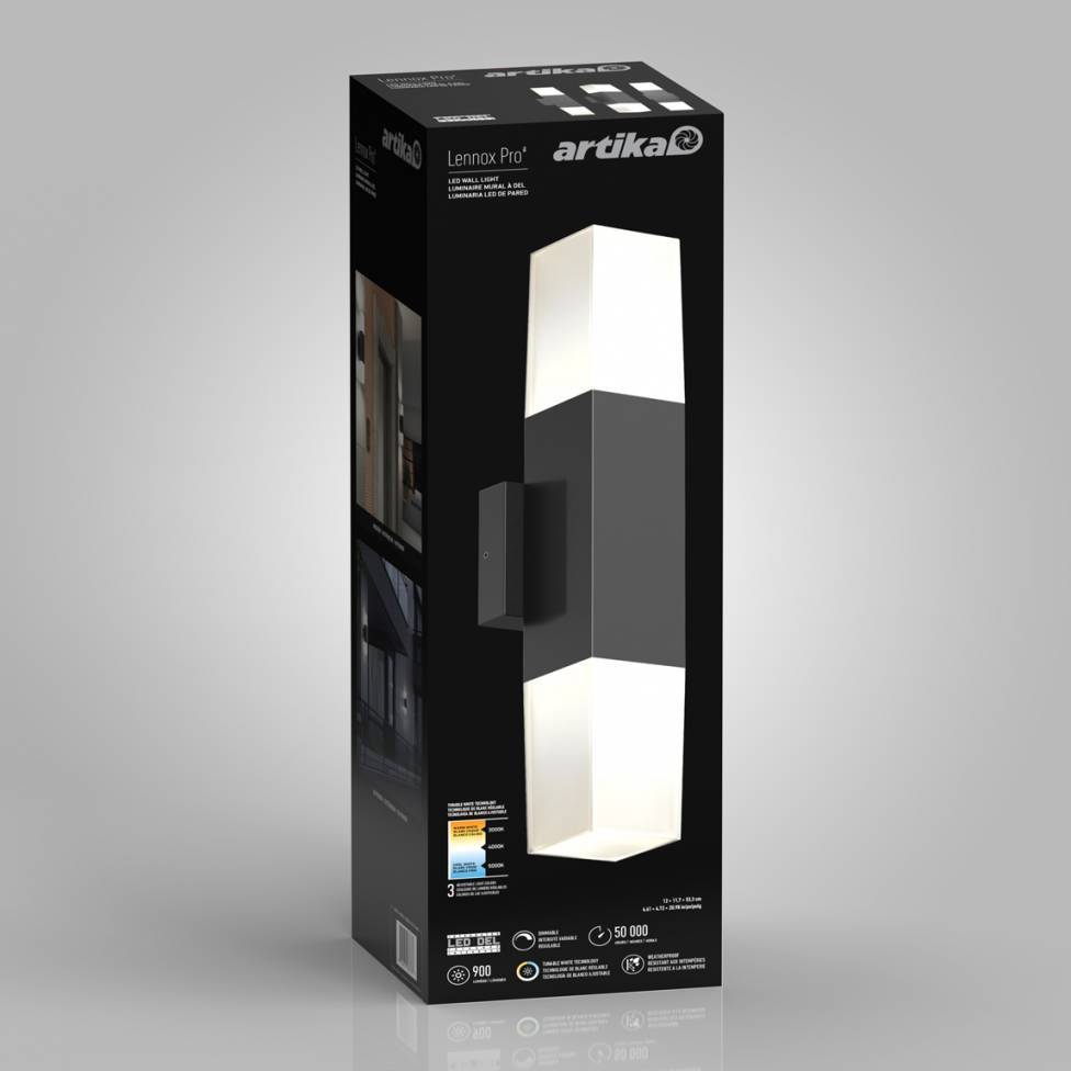 Lennox Pro LED Outdoor Wall Light Black