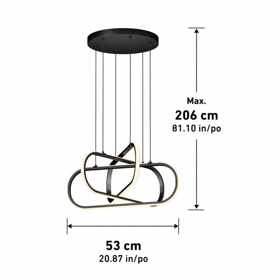 Lewis modern LED pendant light 3 CCT black