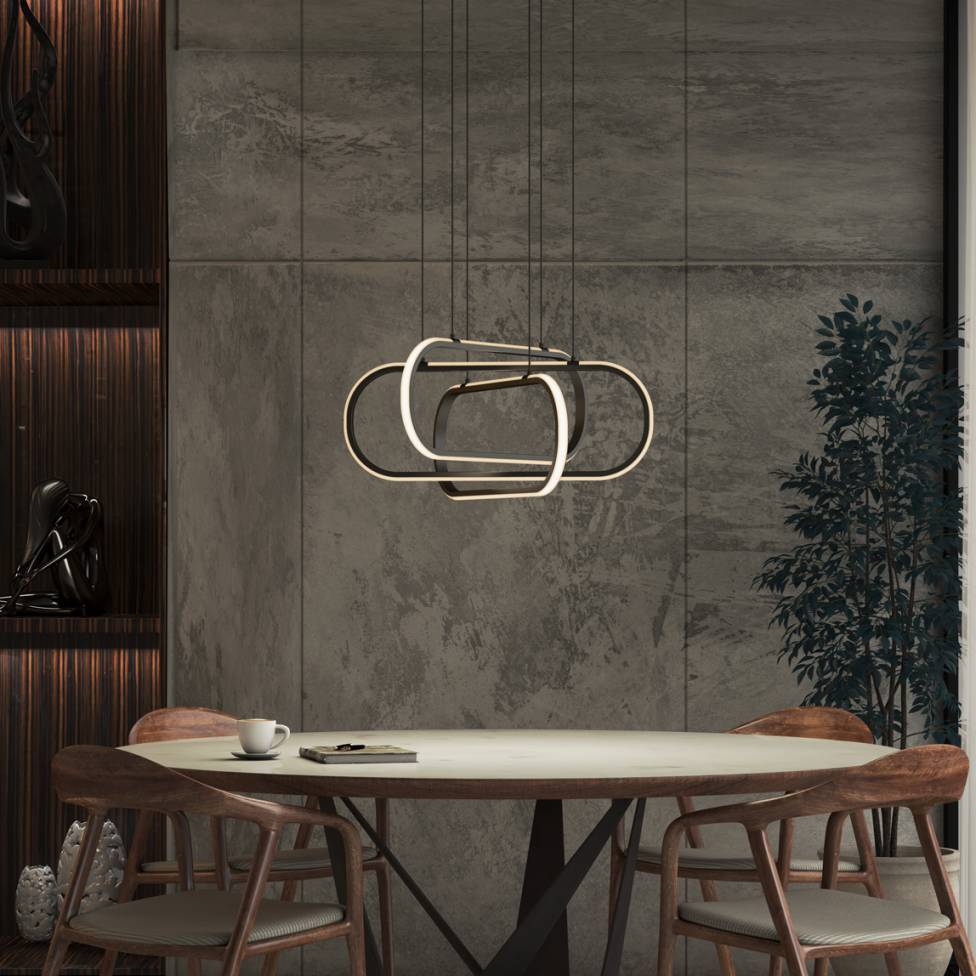 Lewis modern LED pendant light 3 CCT black