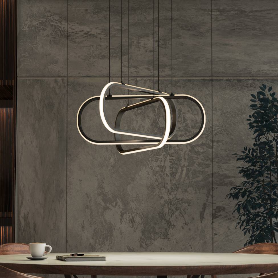 Lewis modern LED pendant light 3 CCT black