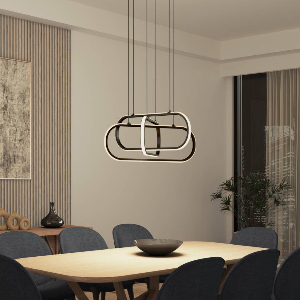 Lewis modern LED pendant light 3 CCT black