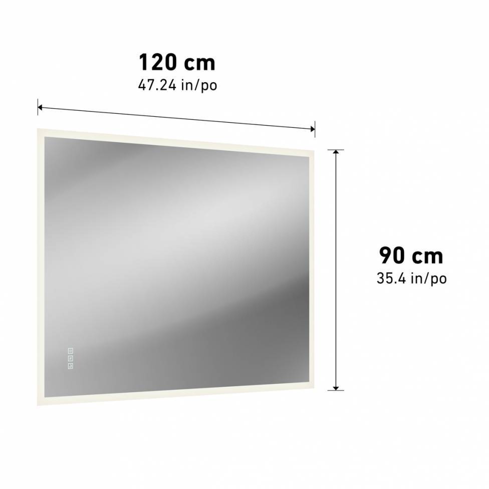 Mavis LED rect mirror 48x36 inch 3CCT W/deffoger
