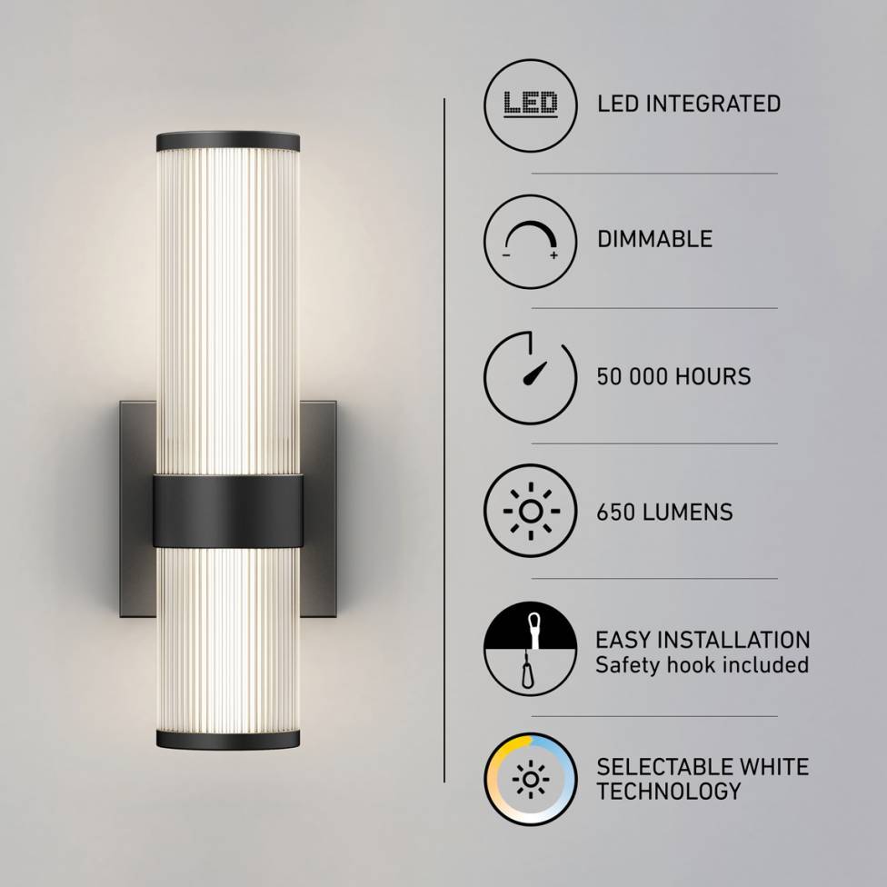 Mirado modern LED wall sconce 5 CCT black