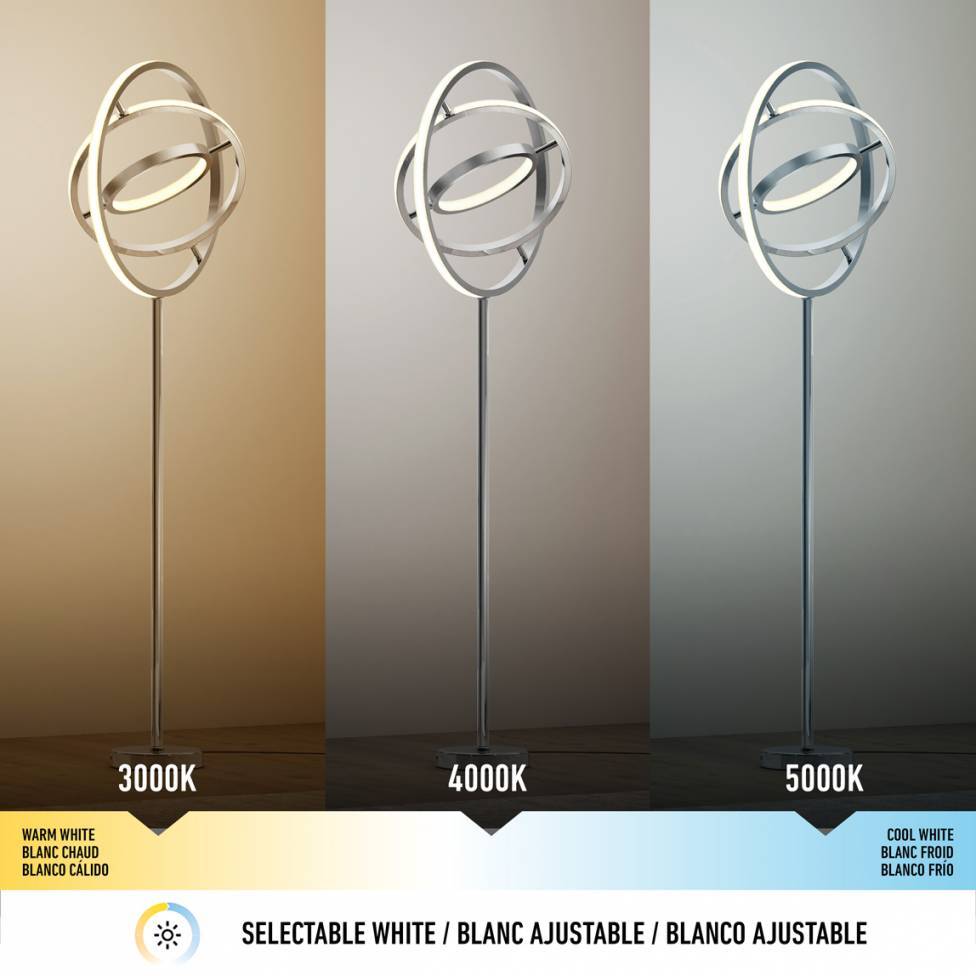 Pivot lampadaire moderne à DEL 3CCT chrome