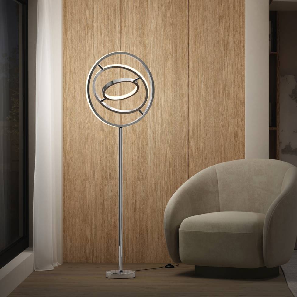 Pivot lampadaire moderne à DEL 3CCT chrome