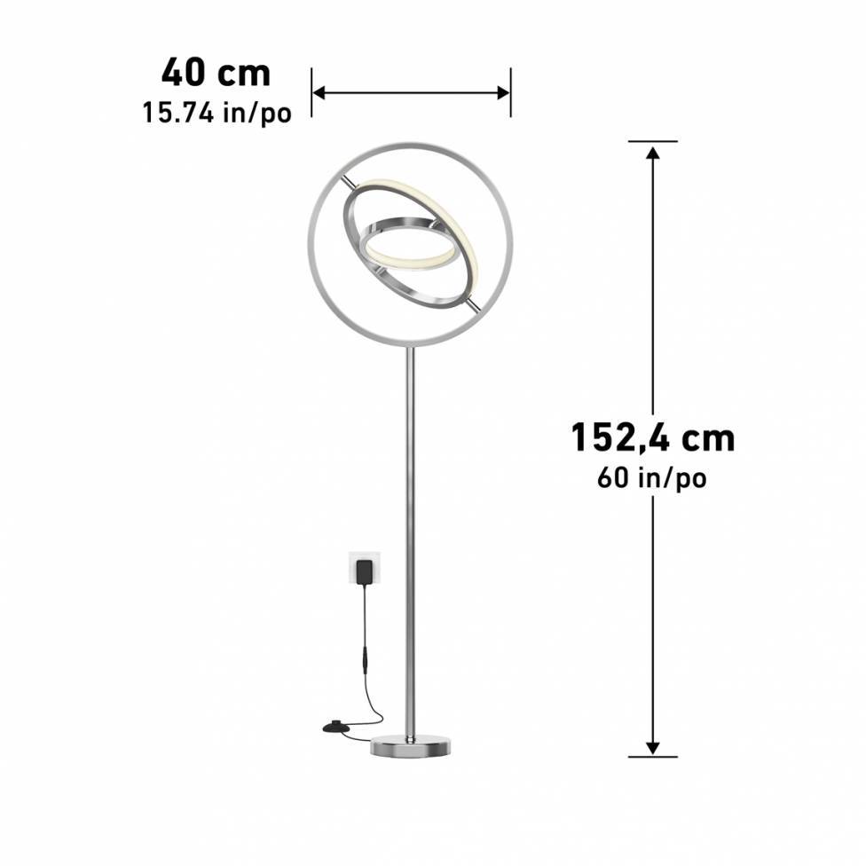 Pivot lampadaire moderne à DEL 3CCT chrome