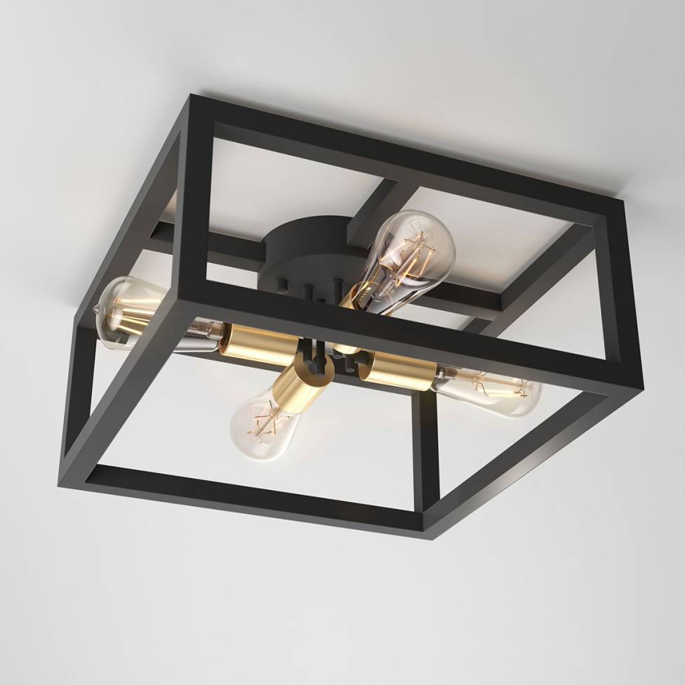 Black square flush mount ceiling deals light