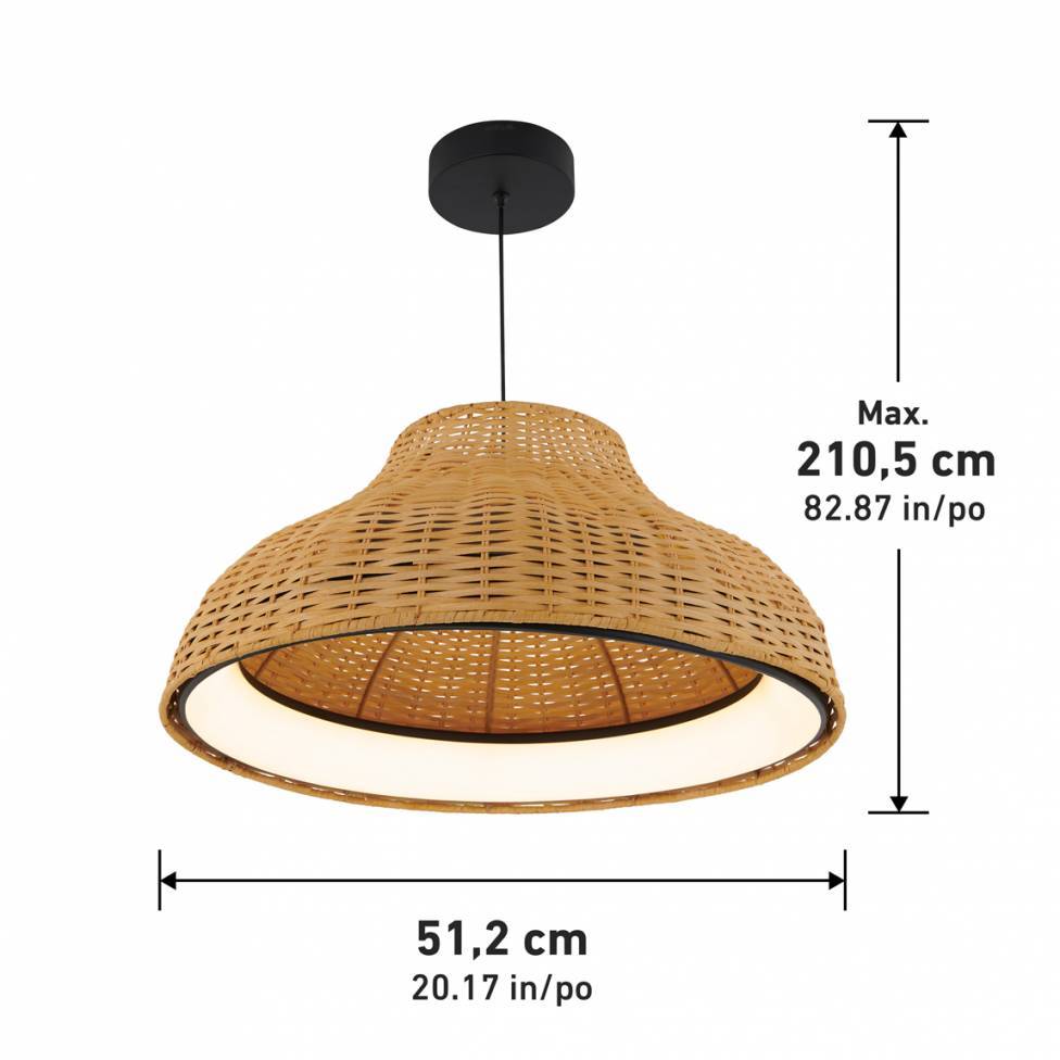 Raina suspension à DEL 5 CCT noir et rotin
