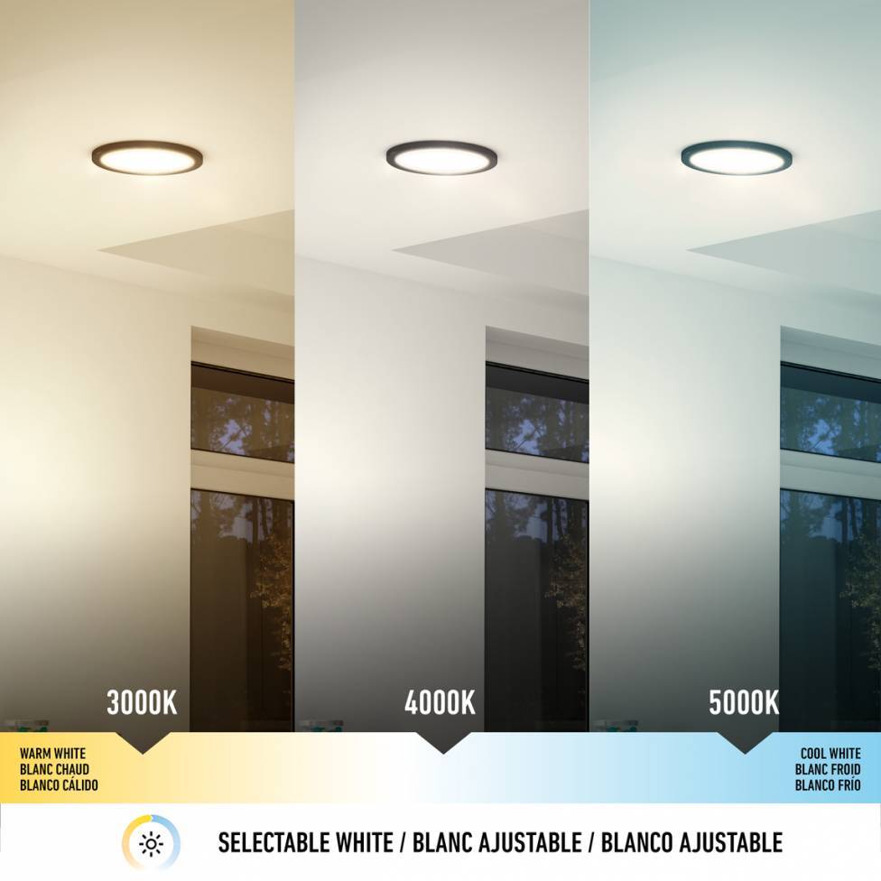 Europa Disk 9 in. LED modern flush mount light 3 CCT black