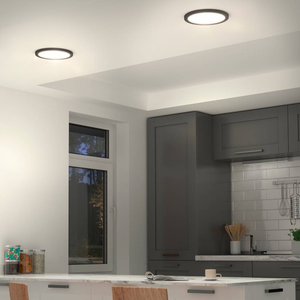 Europa Disk 9 in. LED modern flush mount light 3 CCT black