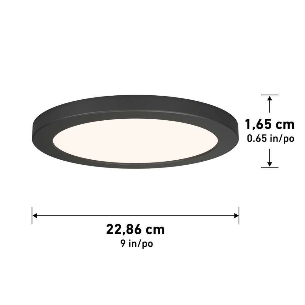 Europa Disk 9 in. LED modern flush mount light 3 CCT black