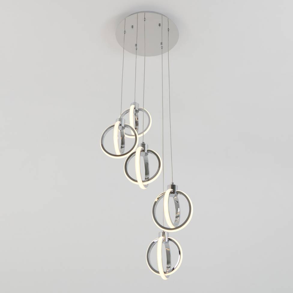 Soho modern 5-light LED pendant chrome