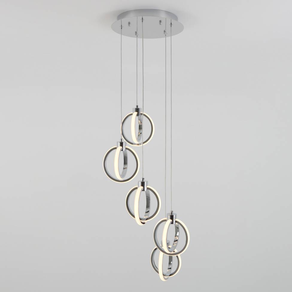 Soho modern 5-light LED pendant chrome