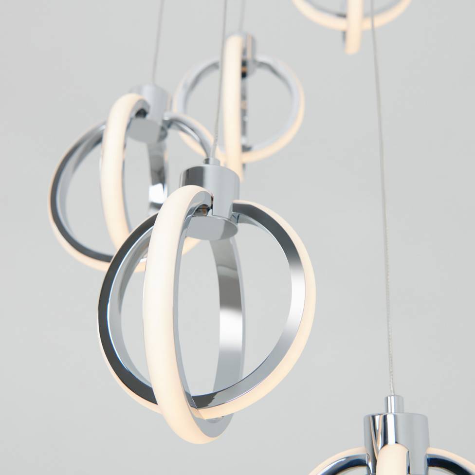 Soho modern 5-light LED pendant chrome