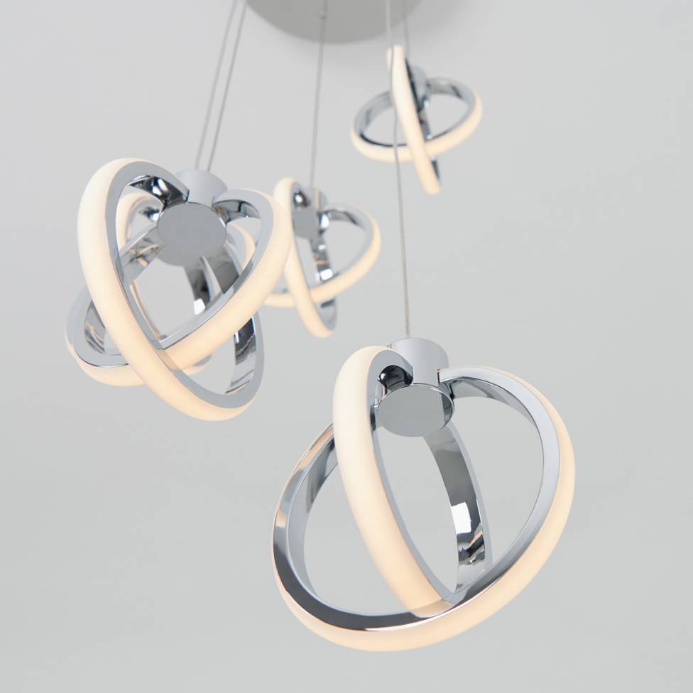 Soho modern 5-light LED pendant chrome