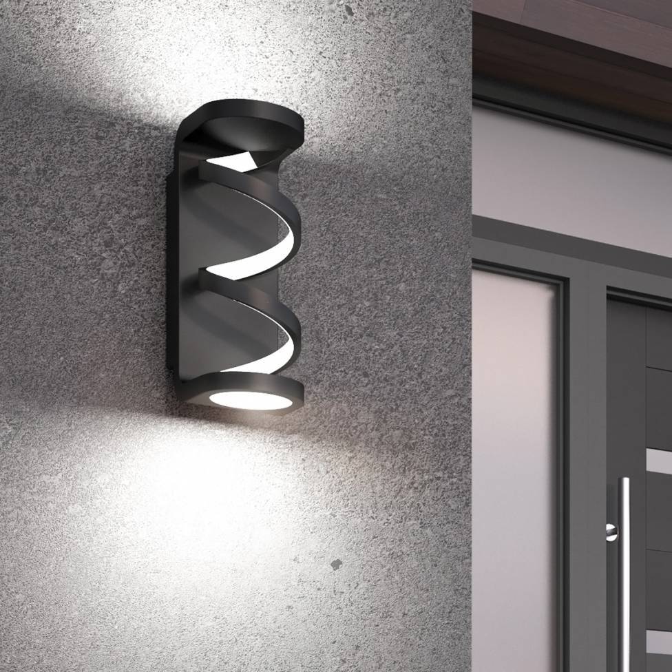 Swirl Integrated LED Outdoor Wall Light Black