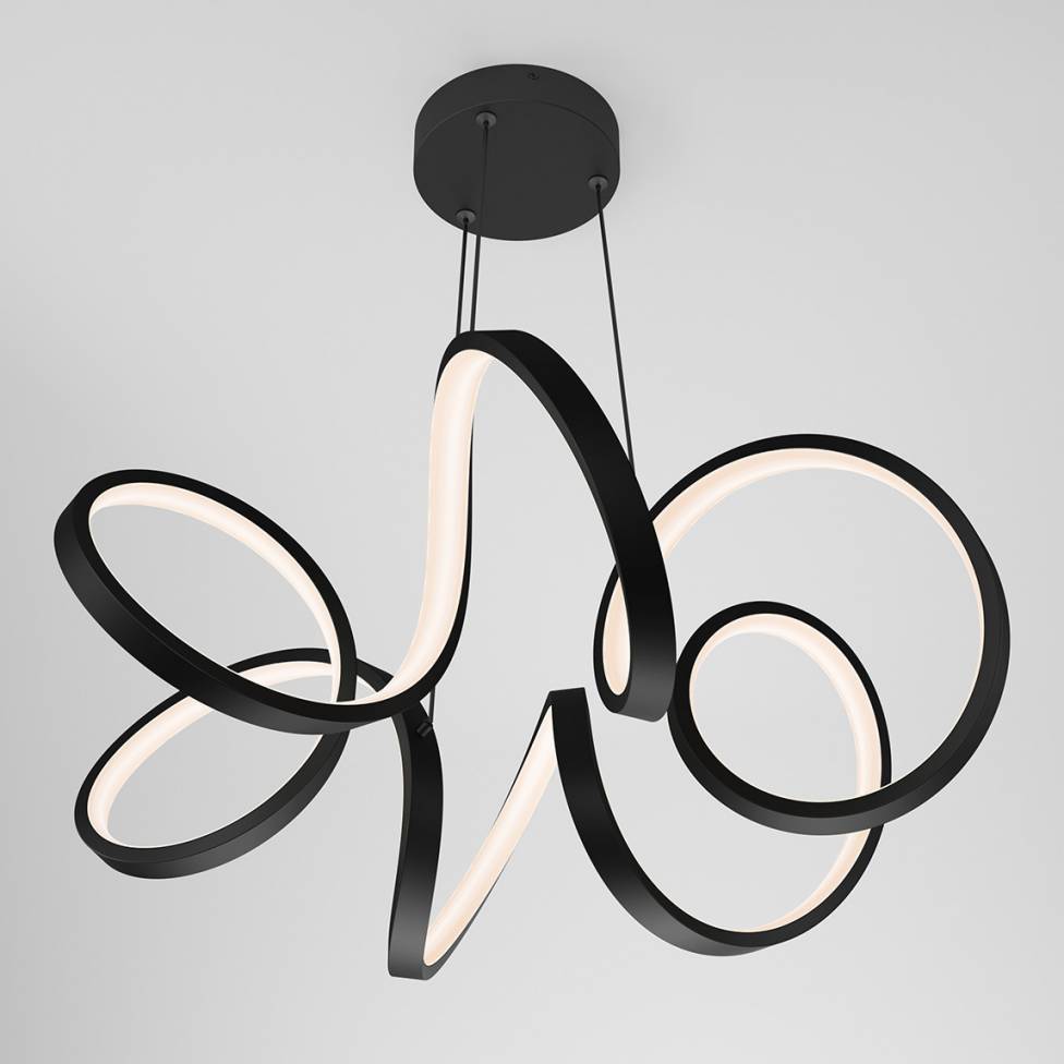 Swirl Ribbon Integrated LED Pendant Light Black