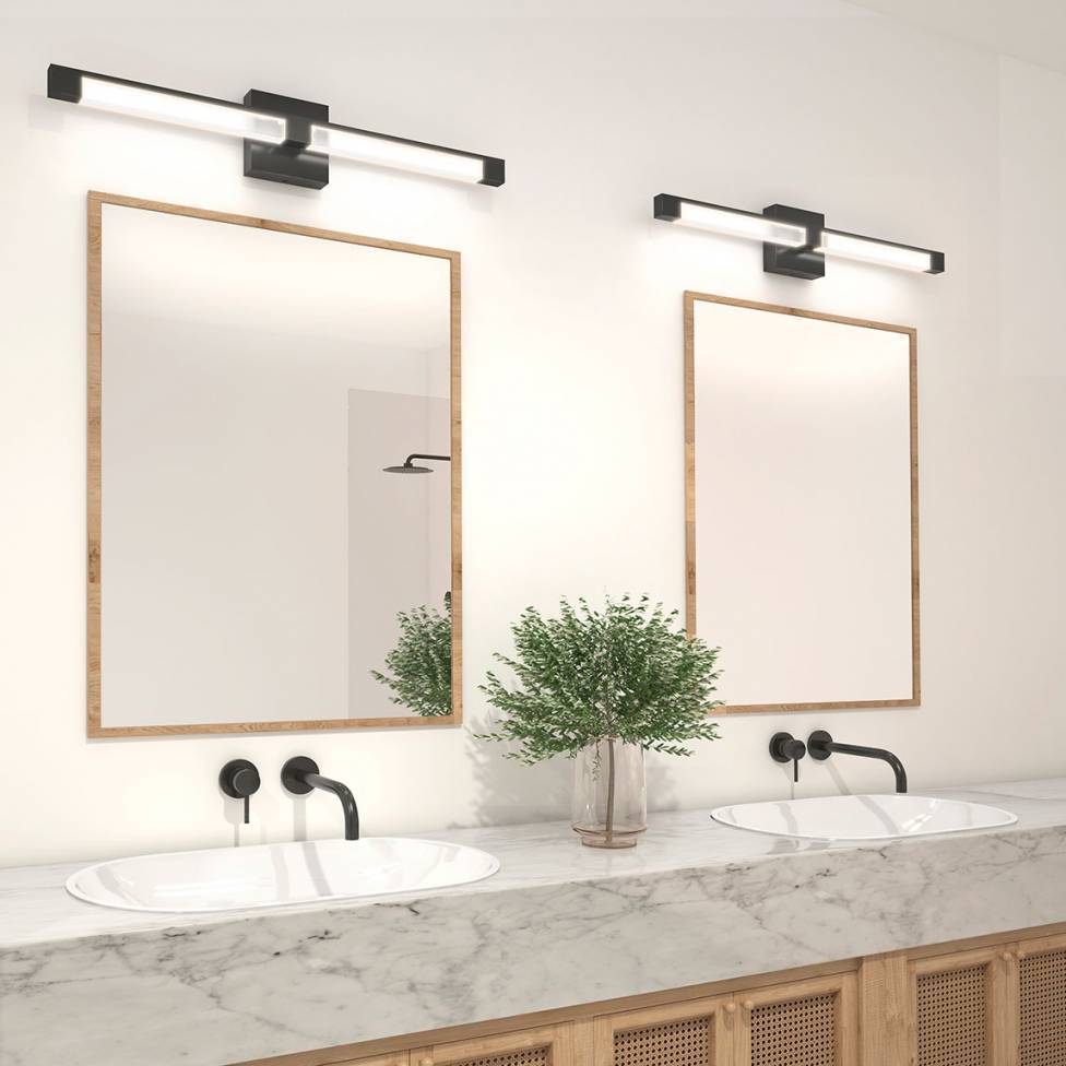 Black vanity deals lights bathroom