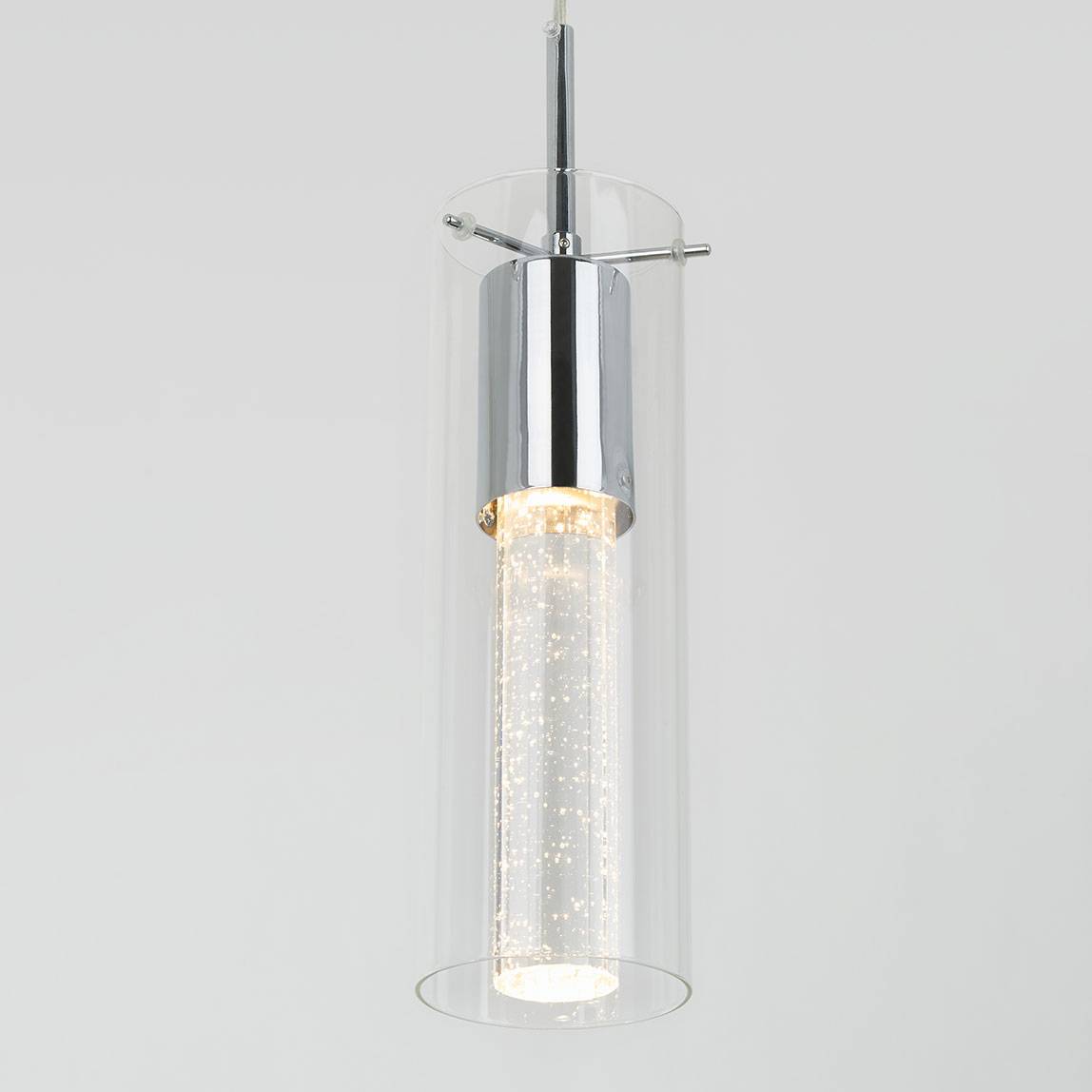 Suspension Flow 3 ampoules en verre LED à piles Ø 10 x H 19 cm