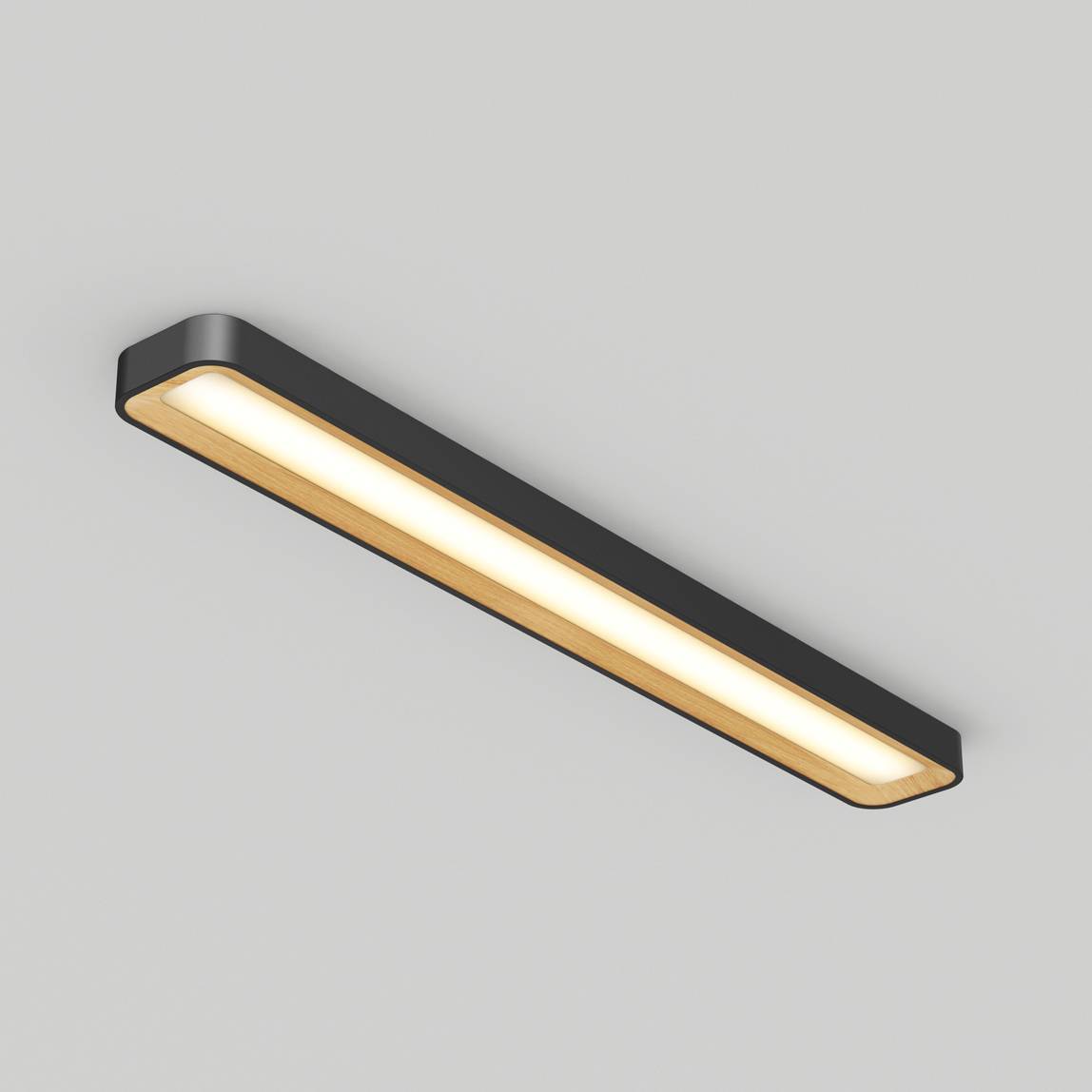 Alton 48 in. LED Flush Mount Light Black & Wood 5 CCT